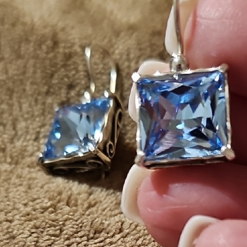 Radiant Blue Gemstone Earrings